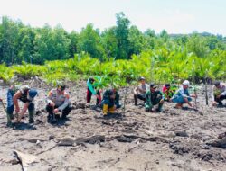 Lestarikan Wilayah Pesisir, Polsek Laonti dan PT GMS Lakukan Penanaman Mangrove